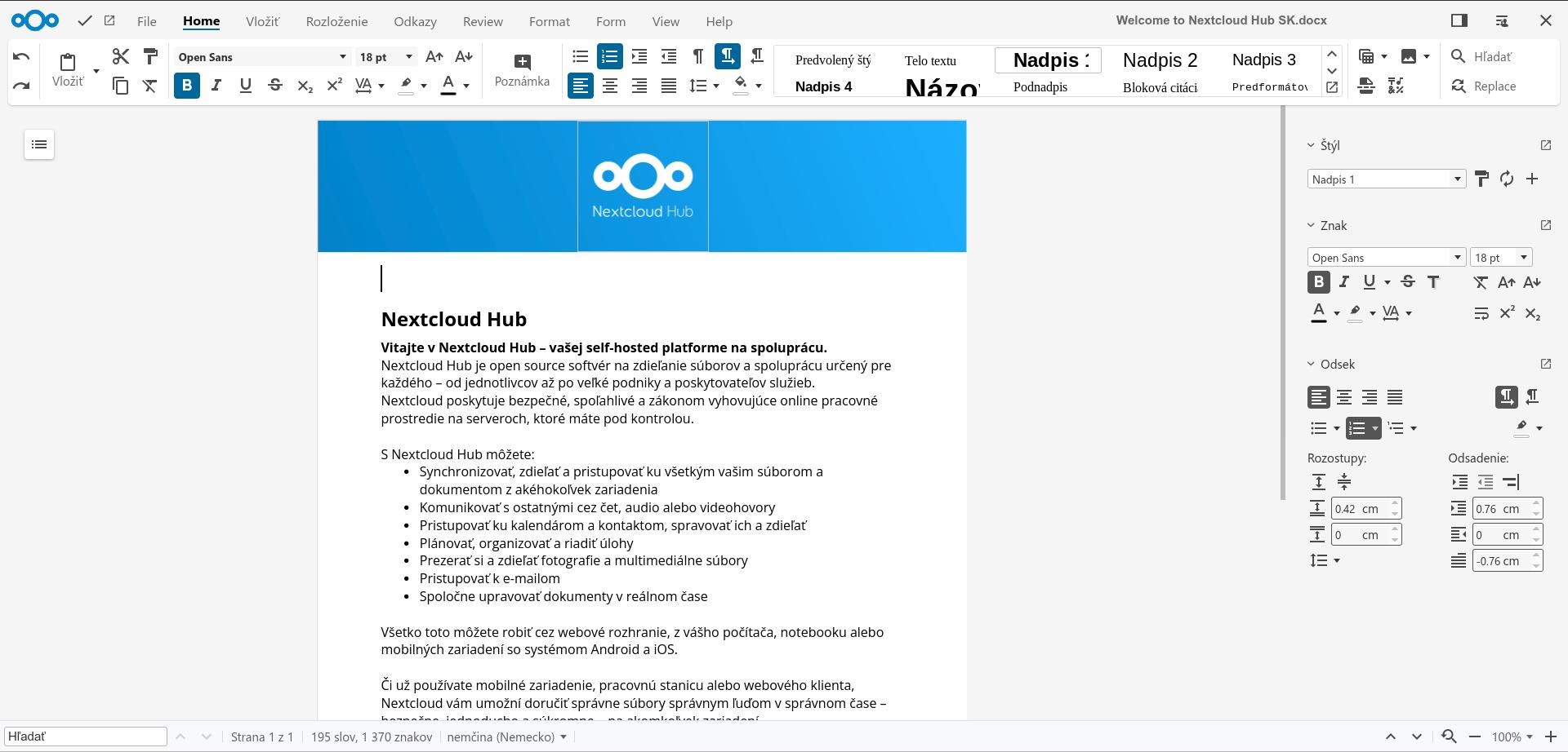Ukážka prostredia Nextcloud Files