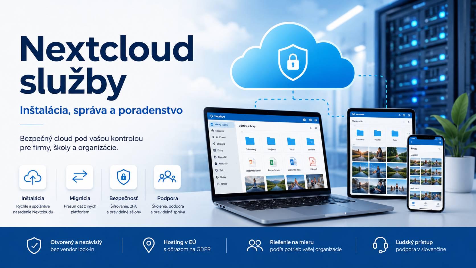 Nextcloud služby, inštalácia, správa a poradenstvo pre firmy, školy a organizácie
